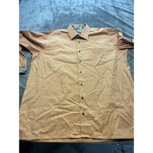 Visconti Orange‎ Big Tall Shirt Striped Print 3X Paisley Flip Cuff Accent Nice